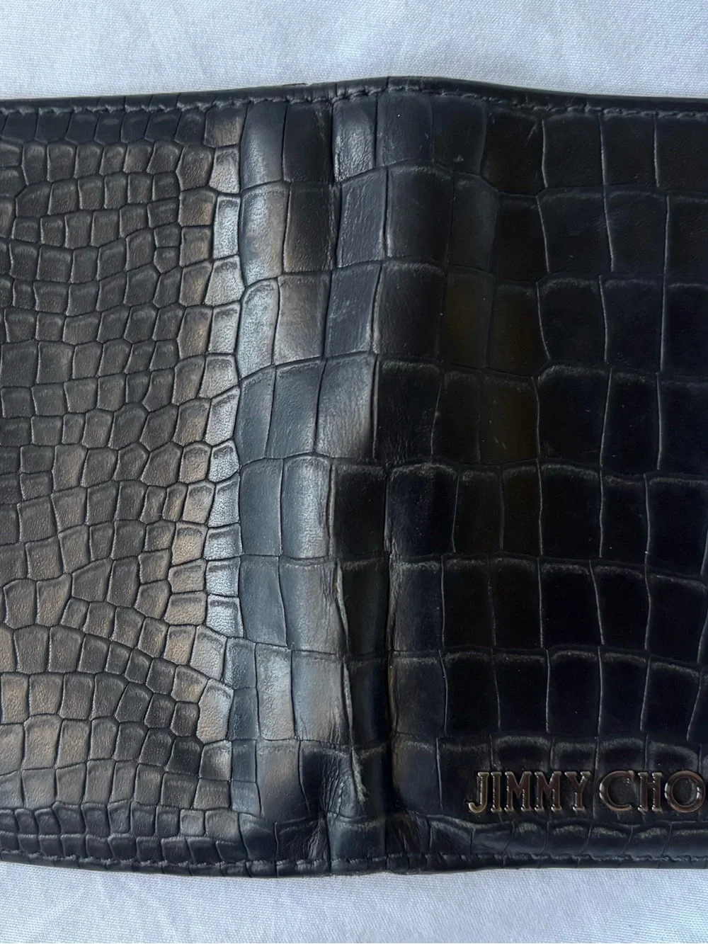 Jimmy Choo Black Croc-Embossed Leather Card & Key Holder